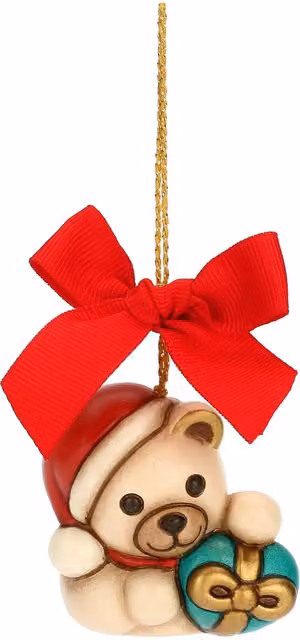 Addobbo natalizio Teddy con regalo in ceramica multicolore THUN