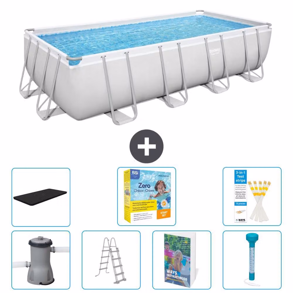 Bestway Power Steel, piscina rettangolare - 488x244x122 cm - composta da 6 parti, modello S532