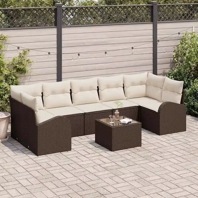 Set Divano da Giardino 8 pz Marrone polyrattan 3345958