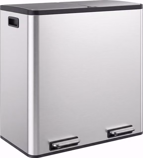 HOMCOM Pattumiera Cucina 2 x 30L, Bidone a Pedale in Acciaio Inox con Secchi Estraibili e Chiusura Ammortizzata, Argento   Aosom Italy