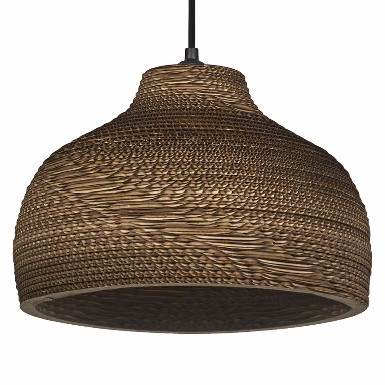 LEDVANCE Decor Cardboard Hat lampada a sospensione marrone in cartone ondulato, leggera, E27, diametro 360 mm, paralume in materiale riciclato, sostenibile grazie alla sorgente luminosa sostituibile, facile installazione