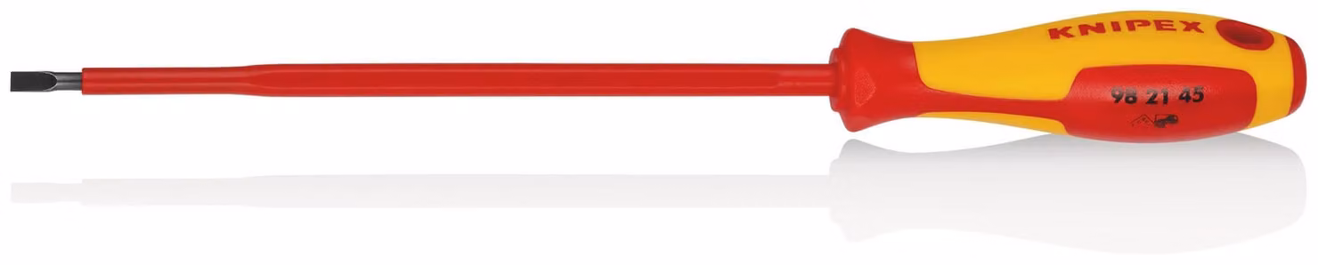 KNIPEX 98 21 45 Cacciavite per viti con intaglio isolante con impugnatura multicomponente, VDE brunito 287 mm