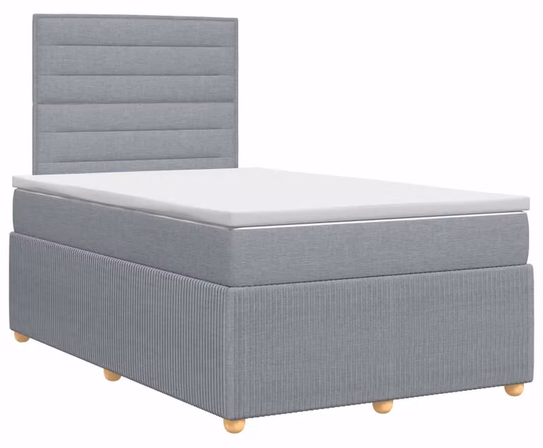Letto a molle con materasso grigio chiaro 120 x 190 cm in tessuto