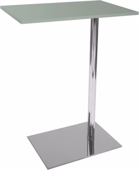Tavolino d'appoggio moderno Lucy di Kendra Home, piano rettangolare in vetro grigio lucido e struttura in metallo argento