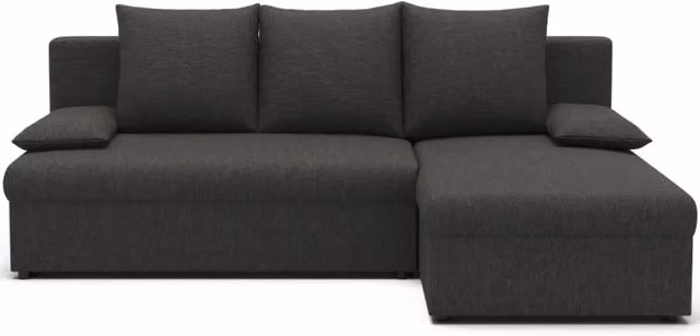 Divano ad angolo Grigio scuro 3 posti letto 124x201cm 206x90x146cm GINA
