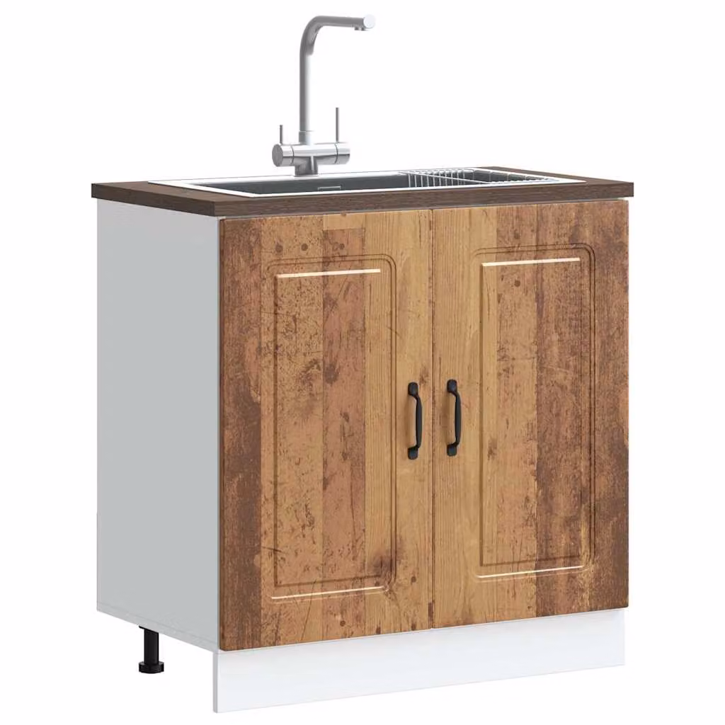 Base lavello mobile Kalmar vidaXL in legno vecchio marrone L: 80 cm, P: 46 cm, H: 81,5 cm