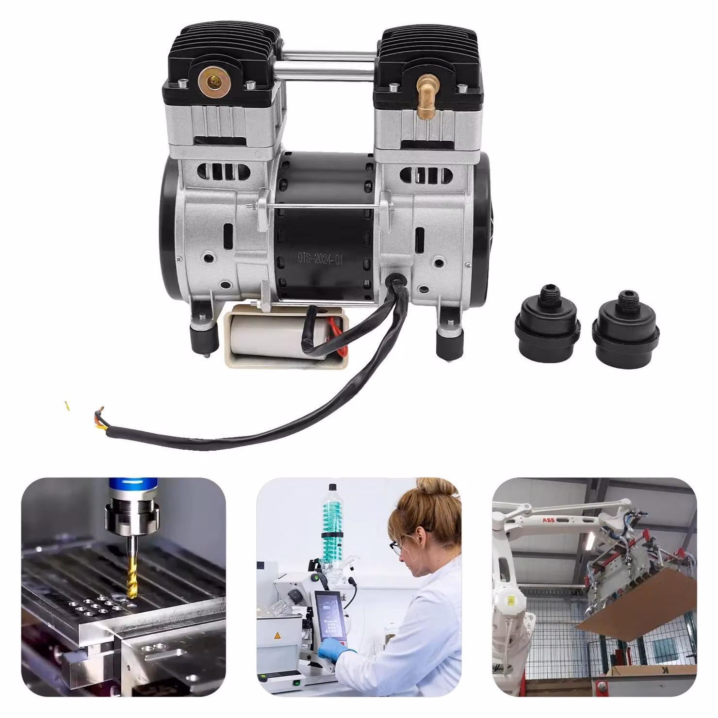 Testa pompa per compressore d'aria, 1500W, 1380 giri/min, 140 litri/min (36,98 galloni/min), 0,7 MPa, protezione contro il surriscaldamento a 80°C