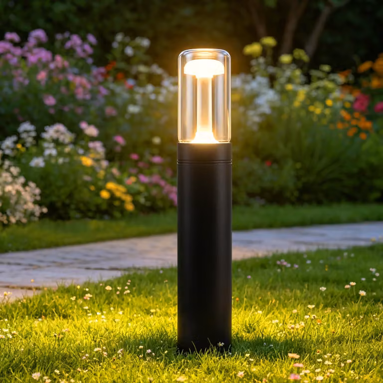 Lampada a LED da esterno, adatta per giardino o illuminazione di pali, con vetro, grado di protezione IP65, colore nero, 40 cm, 10W