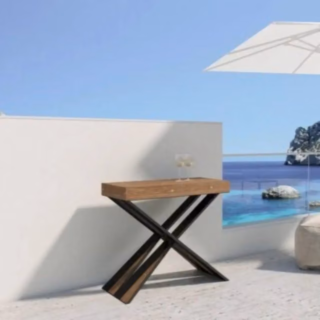 Consolle allungabile Itamoby Diago Small in abete tinto con gambe antracite L: 90-190 cm, P: 40 cm, H: 77 cm