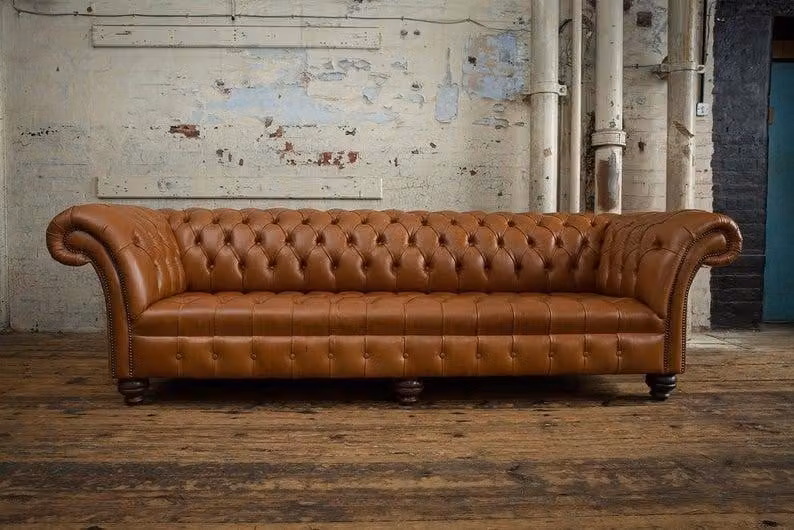 Chesterfield Braune Couch Sofa Polster 4 Sitzer Couchen Sitz Garnitur Sofas