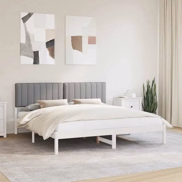 Letto con Testiera Rivestita Grigio chiaro 180 x 200 cm 878033
