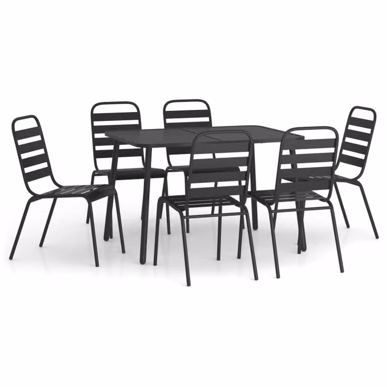 Set da Pranzo da Giardino 7 pz in Acciaio Antracite