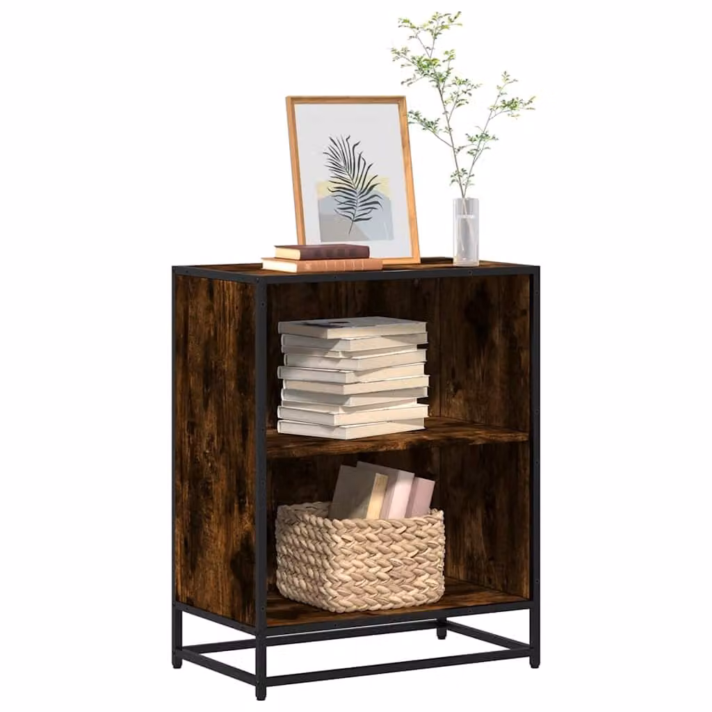 Libreria in stile industriale vidaXL in legno e metallo, colore marrone, L 60 cm x P 35 cm x H 76 cm