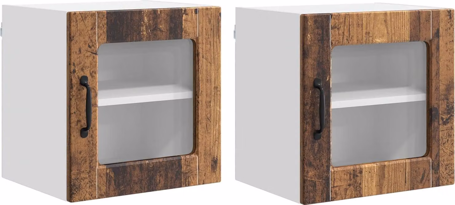 Mobile in vetro da parete PORTO 2 pcs Legno vecchio