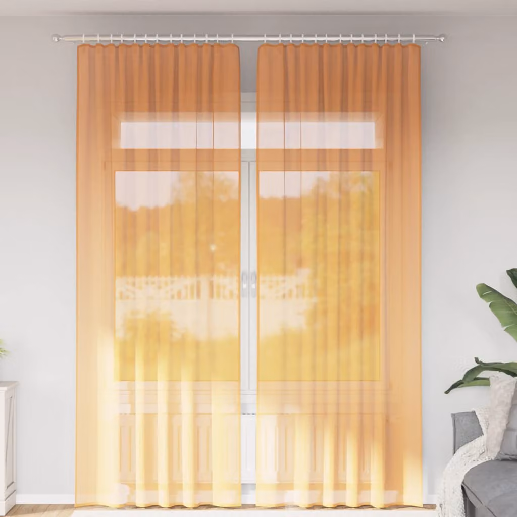 Set di 2 tende in voile semi-trasparente vidaXL arancioni con tasche per asta in poliestere L: 140 cm, H: 260 cm