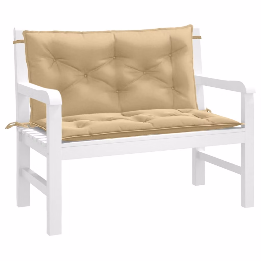 Set di 2 cuscini per panca da giardino vidaXL in tessuto beige mélange, resistenti ai raggi UV e antiscivolo, L 100 cm x P 50 cm x H 7 cm