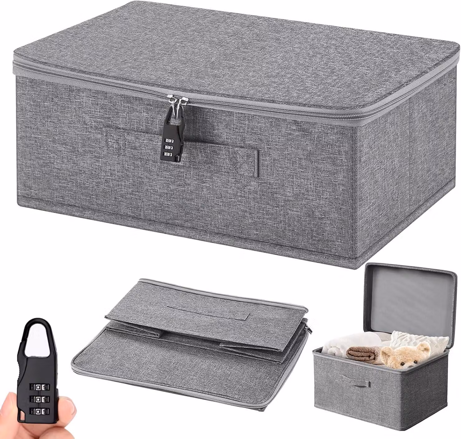 Contenitore di stoccaggio con coperchio, dotato di serratura, dimensioni 30 x 20 x 14 cm. Contenitore di stoccaggio con coperchio, impilabile, con serratura