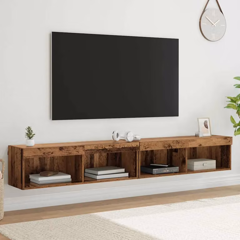 Set di 2 mobili TV moderni vidaXL in legno ingegnerizzato e MDF, colore marrone opaco