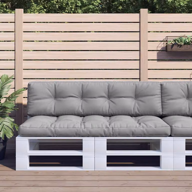 vidaXL Set di 2 Cuscini per Pallet Rettangolari in Poliestere Grigio, Idrorepellenti e Resistenti ai Raggi UV, L/P/H: 150 x 150 x 12 cm