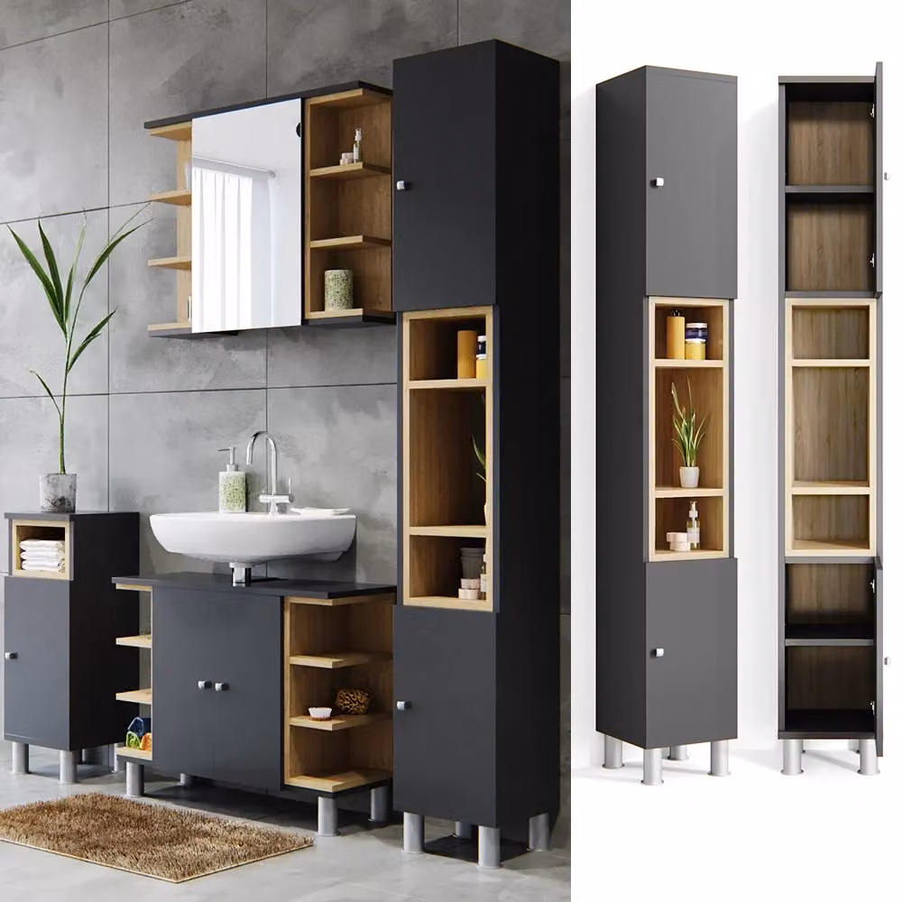 Mobile bagno alto Aquis Vicco Antracite L/P/H: 30 x 30 x 190 cm – 2