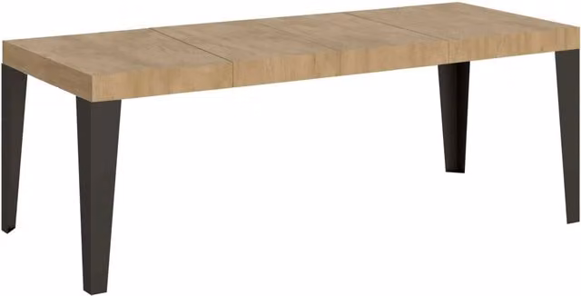Tavolo allungabile Flaris Premium di Bs Com in finitura quercia natura e telaio antracite, L/P/H: 180 x 90 x 77 cm (estendibile fino a 440 cm) – 1