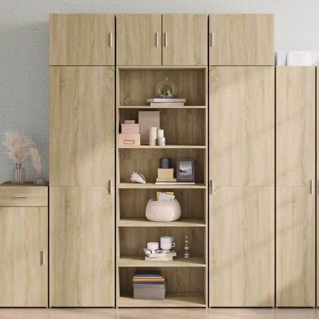 Credenza moderna vidaXL in legno color rovere beige L: 70 cm, P: 41 cm, H: 185 cm