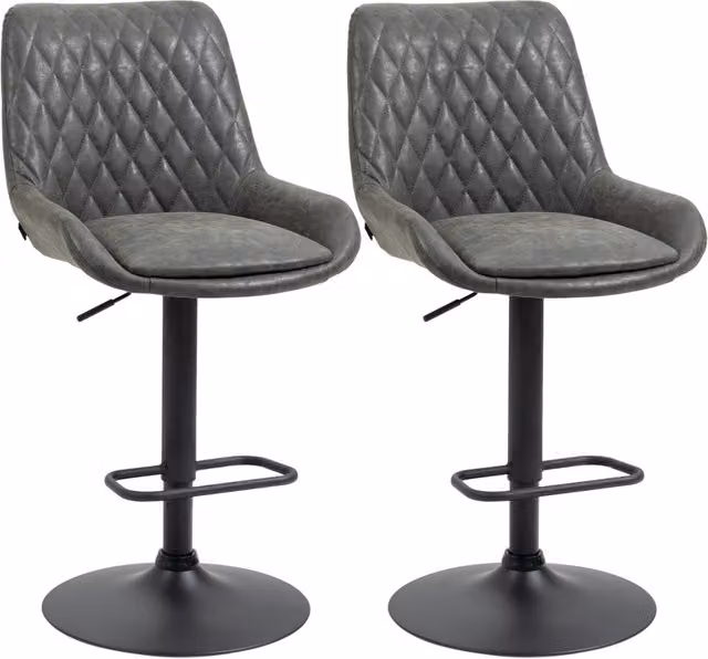 Sgabello da Bar Altezza Regolabile con Poggiapiedi ¨C Minimal ¨C Grigio Scuro e Nero 51x59x117 cm