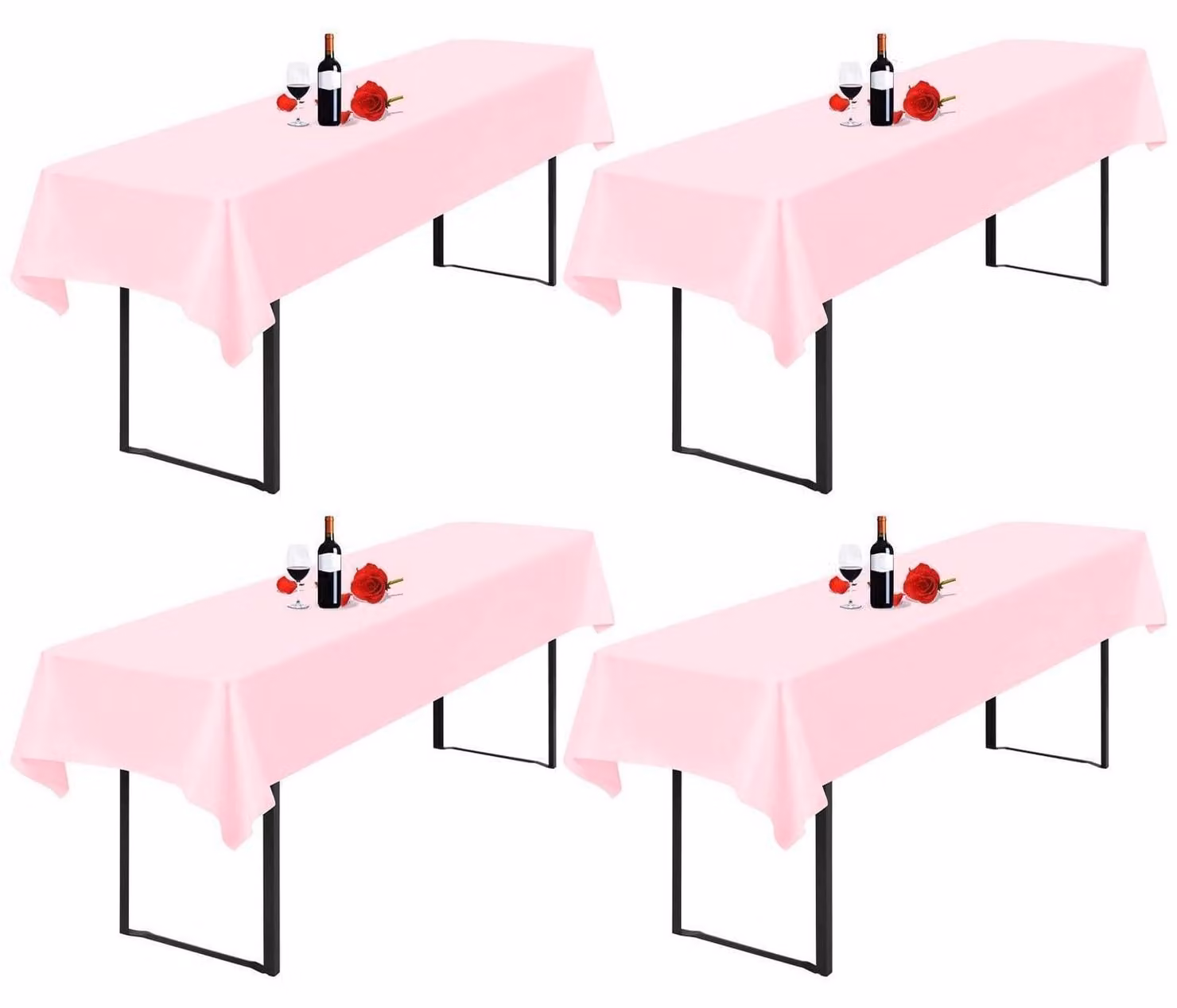 Tovaglia per birreria, set da 4 pezzi, 100 x 250 cm, rosa, impermeabile, in poliestere