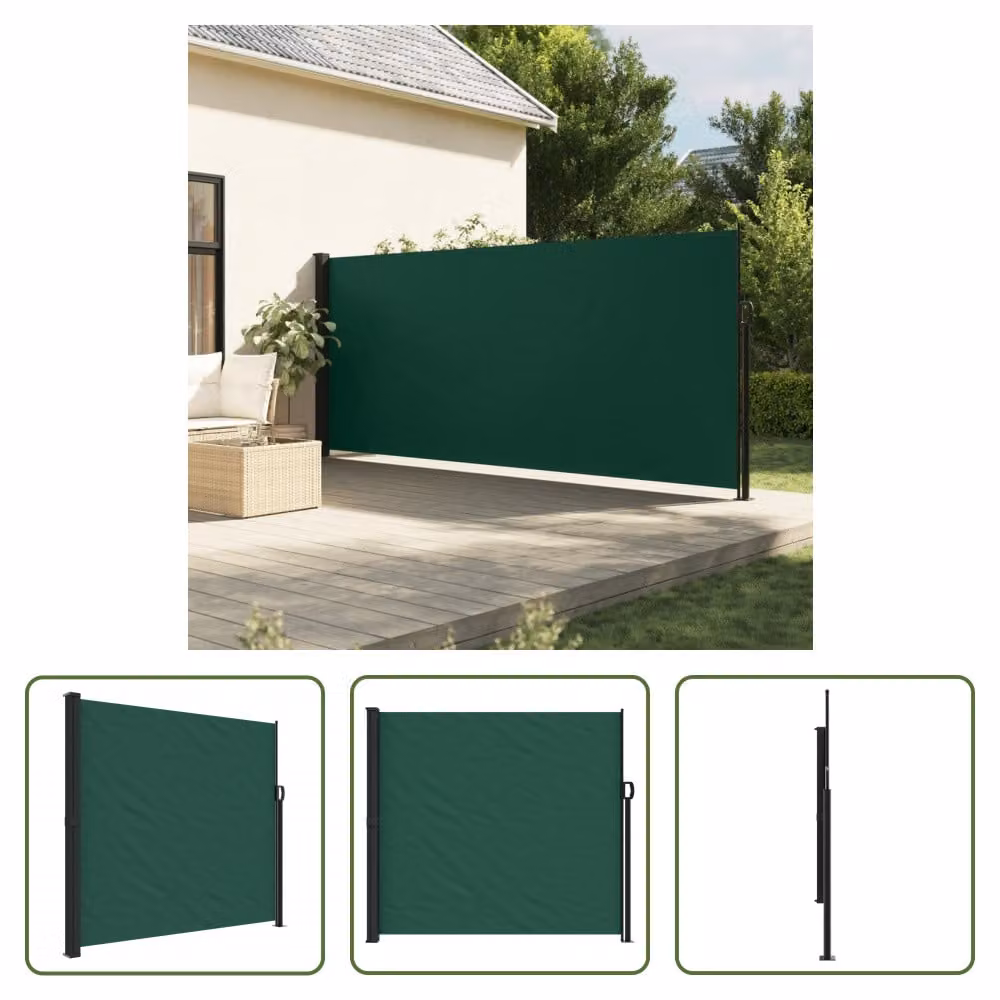 The Living Store Tenda laterale estensibile Verde scuro 180x500 cm