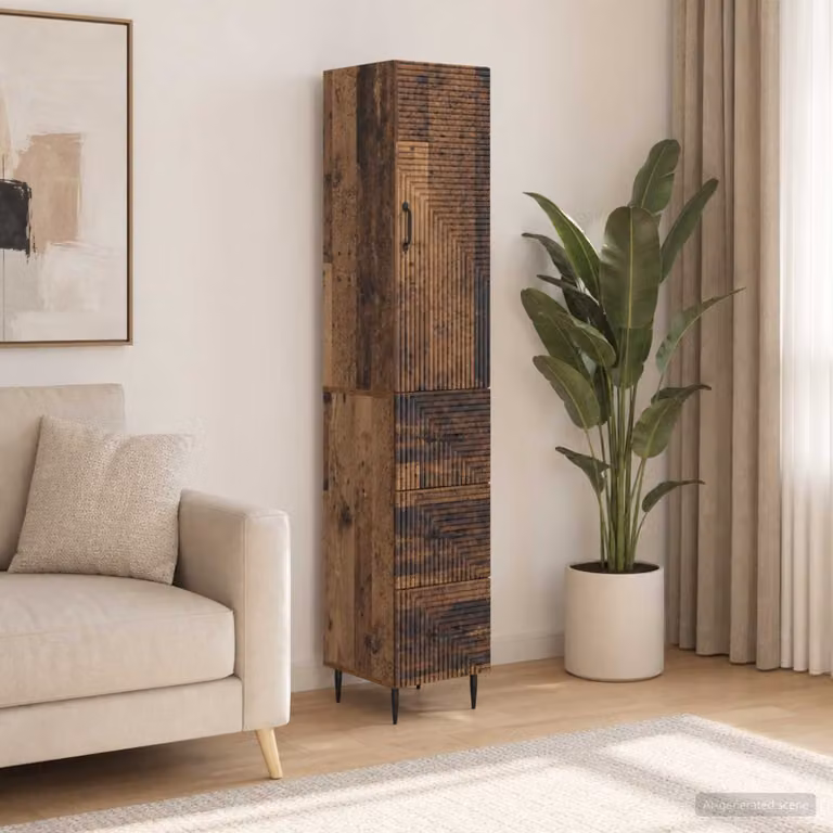 Set di 2 armadi a muro vidaXL in legno marrone con ante scorrevoli e ripiani, L/P/H: 33 x 34,5 x 90 cm