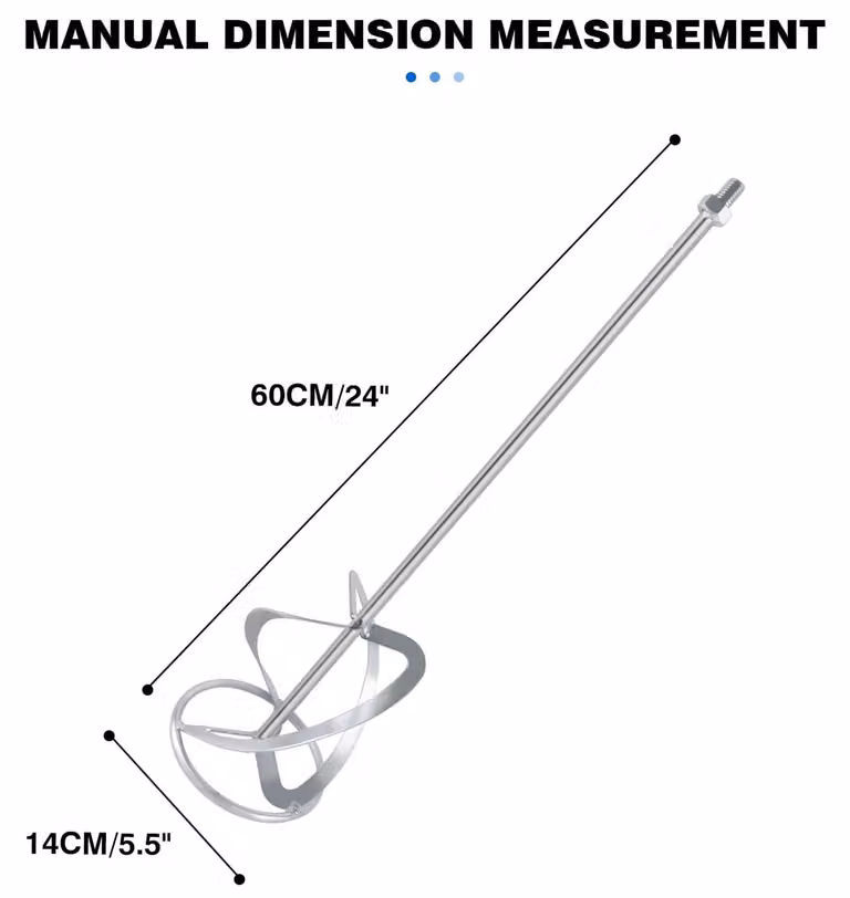Mischpaddel - Miscelatore per malta M14 da utilizzare con trapano - 140x600 mm - Adatto per calcestruzzo e adesivi per piastrelle - Miscelatore a spirale