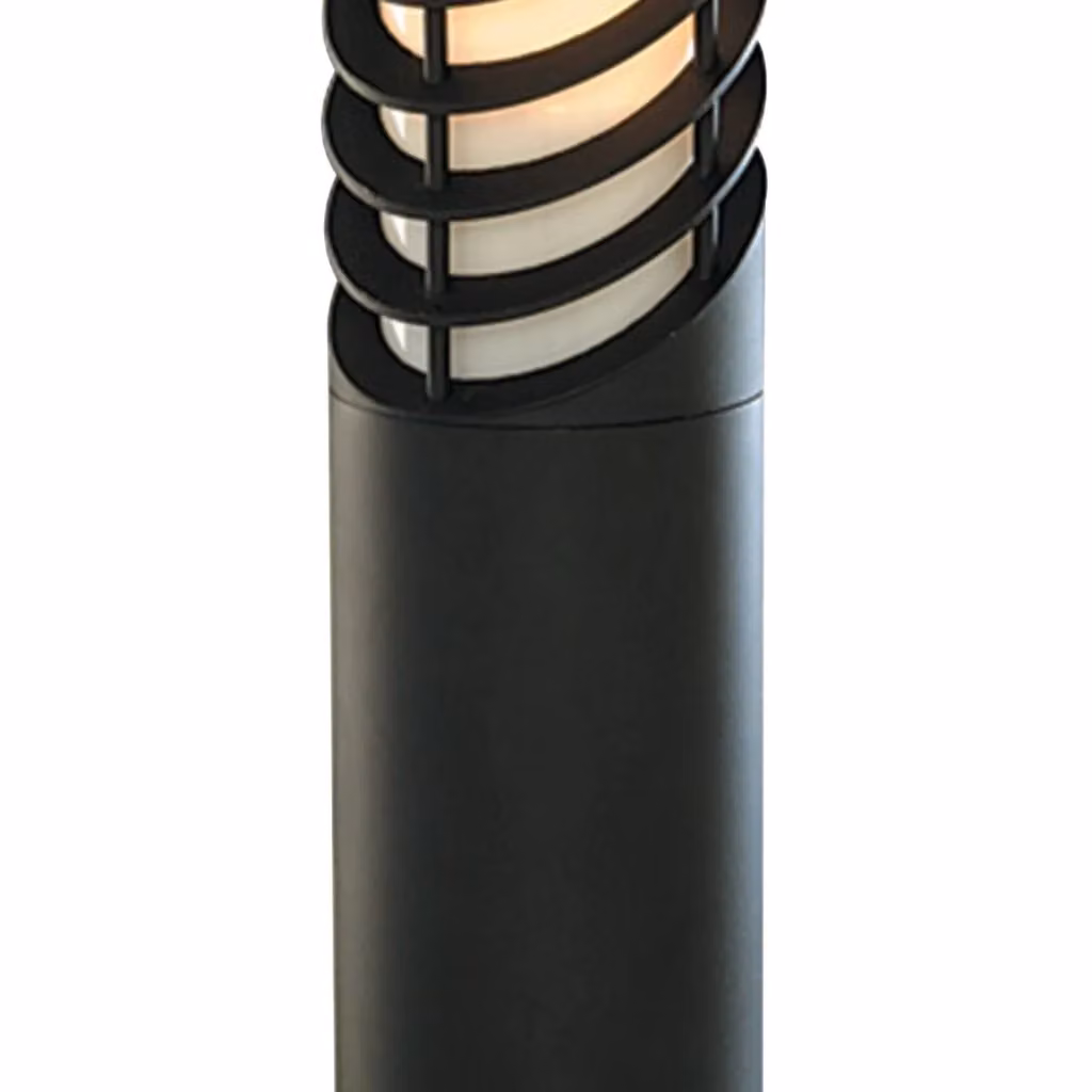 Paletto da esterno Bollard moderno in alluminio e policarbonato nero con 1 luce E27, Altezza: 45 cm – 2
