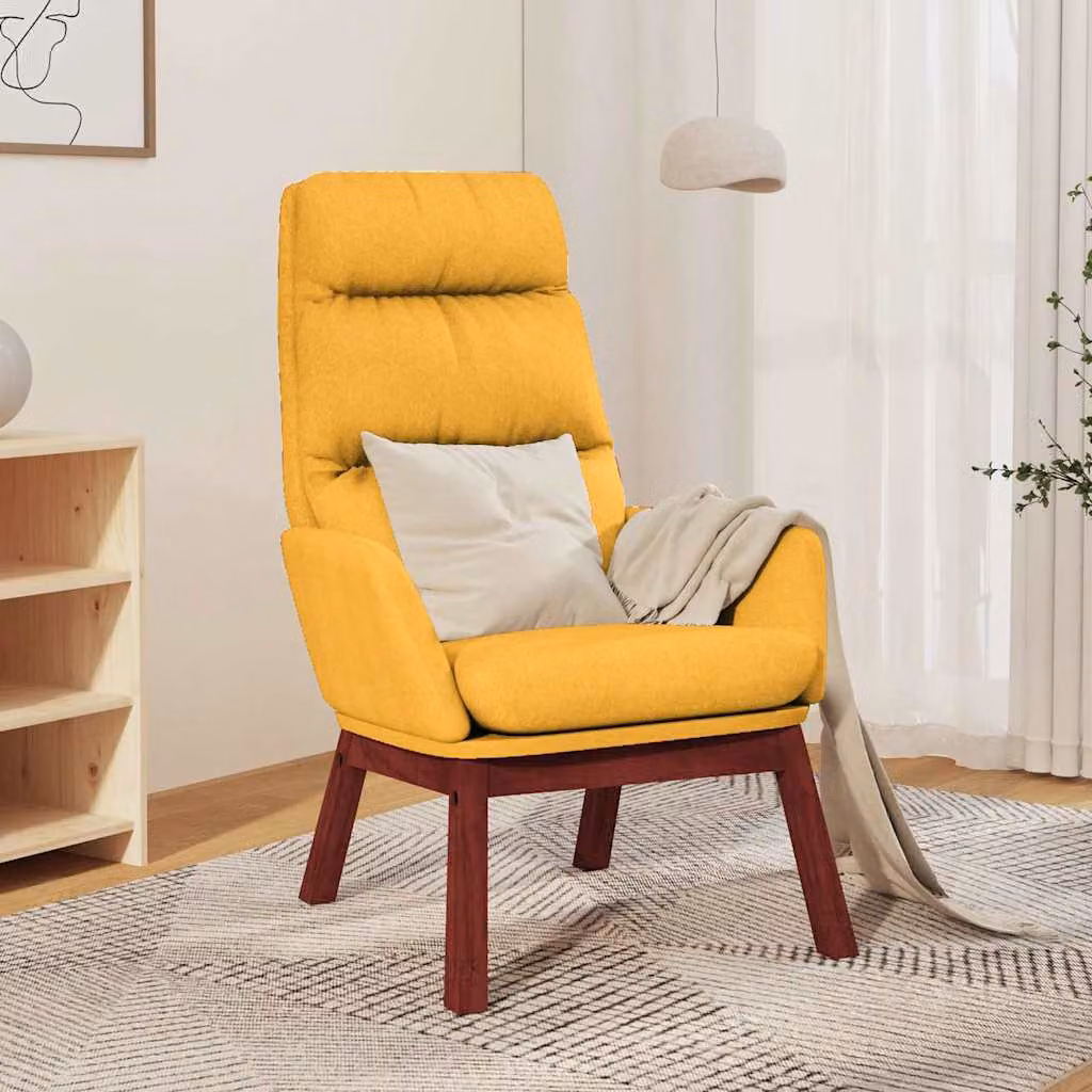 Sedia Relax vidaXL Giallo con Braccioli e Rivestimento in Tessuto