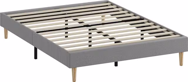 Struttura letto matrimoniale HOMCOM in velluto a coste grigio con piano a doghe in legno, 140 x 190 cm