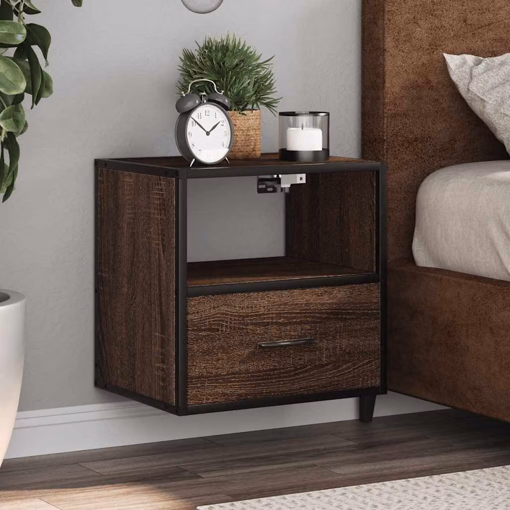 Set di 2 comodini da muro vidaXL in rovere marrone L 40 cm, P 31 cm, H 39,5 cm