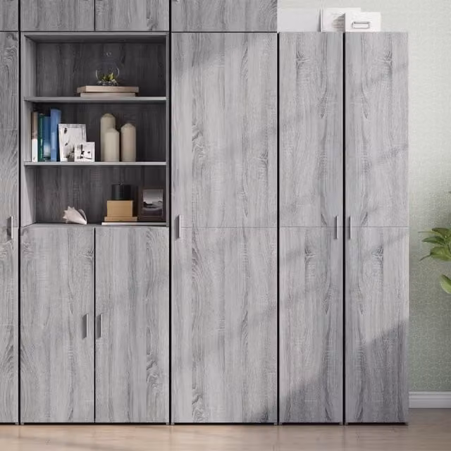 Credenza moderna vidaXL in legno MDF grigio opaco L: 50 cm, P: 42,5 cm, H: 185 cm
