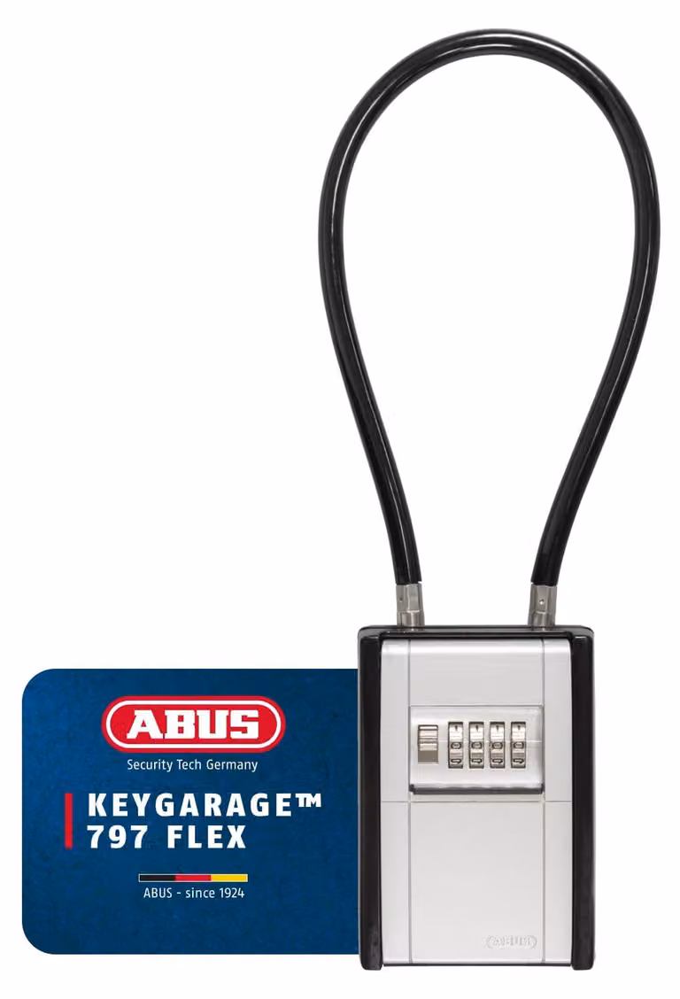 ABUS KeyGarage 797 FLEX: armadietto portachiavi con combinazione numerica e cavo per un fissaggio flessibile