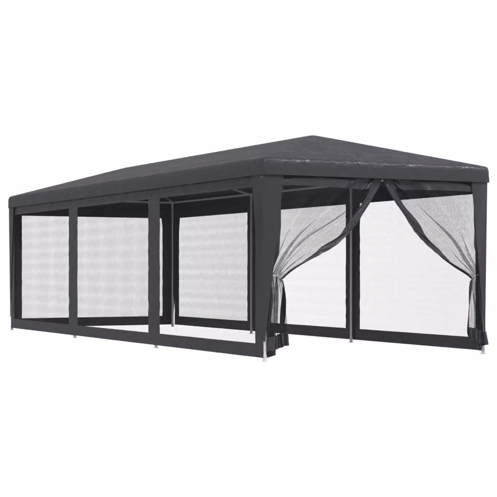 Tenda per Feste con 8 Pareti in Rete Antracite 3x9 m in HDPE