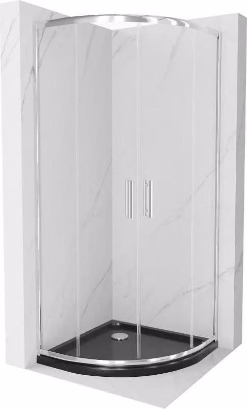 Mexen Rio cabina doccia semicircolare 80 x 80 cm, trasparente, cromo + piatto Flat, nero - 863-080-080-01-00-4170