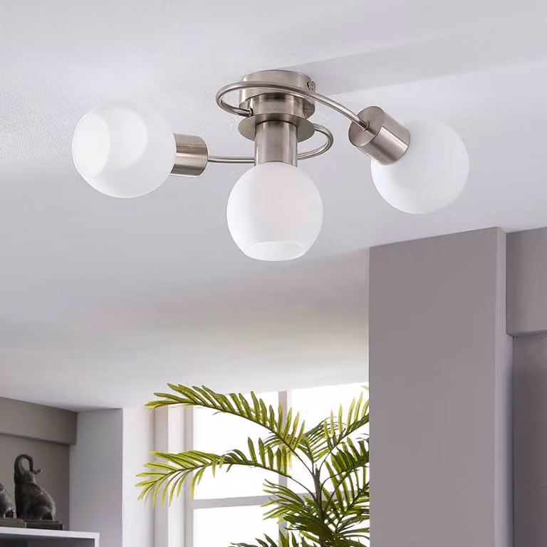 Plafoniera soffitto Ciala Lindby, dimmerabile, Alluminio / Grigio / Zincato, Soggiorno / Sala da pranzo, Vetro, Moderno, Plafoniera