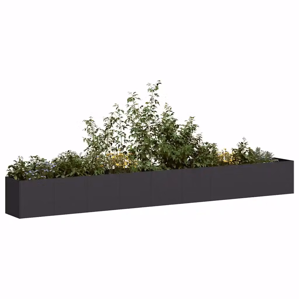 vidaXL Fioriera Nera in Acciaio per Orto e Giardino L: 360 cm, P: 40 cm, H: 40 cm – 2