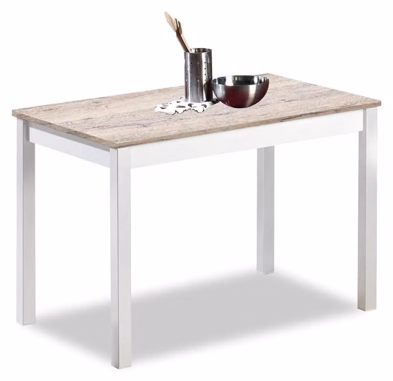 Tavolo da pranzo, dimensioni 90x50 cm, struttura in alluminio, piano laminato, forma rettangolare, design moderno
