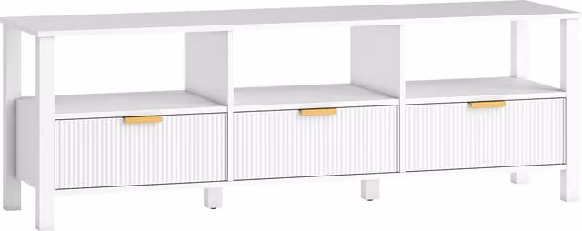 Mobile TV HOMCOM bianco con 3 cassetti e 3 ripiani aperti L: 152 cm, P: 39,5 cm, H: 50 cm