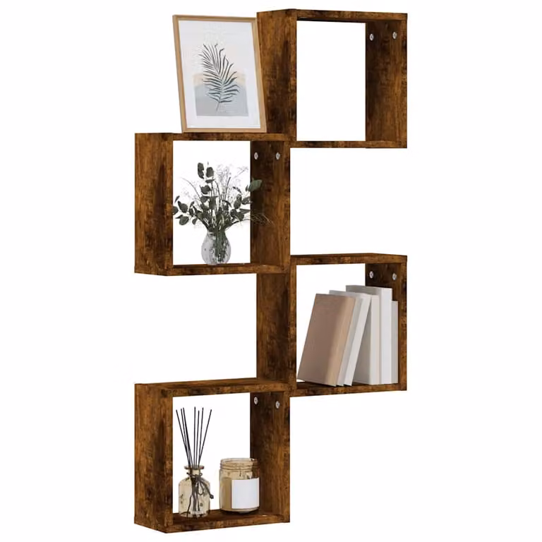 Set di 4 mensole a cubo vidaXL da parete, colore rovere fumo, L 30 cm x P 15 cm x H 30 cm