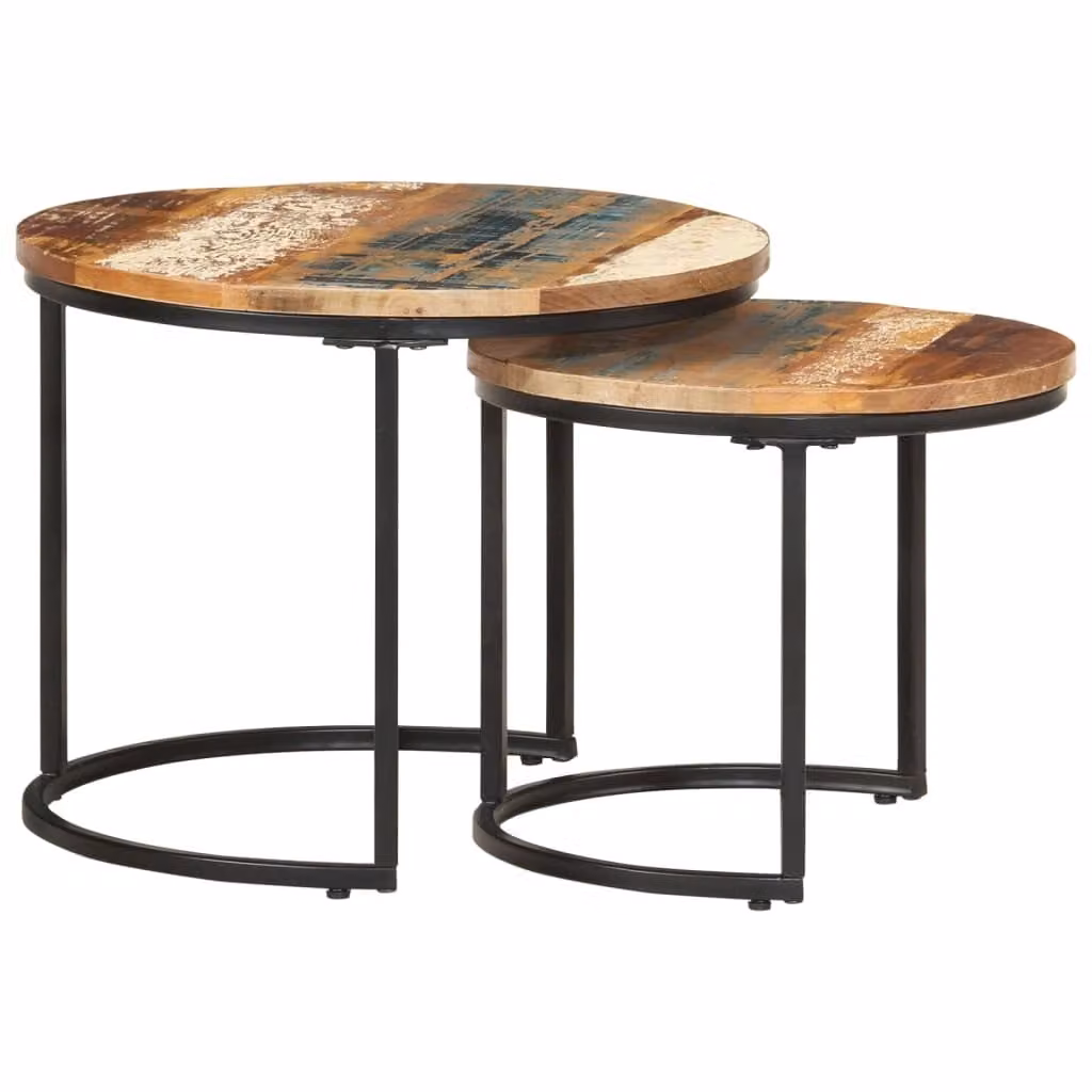 Set tavoli 2 pezzi. Legno massiccio di recupero