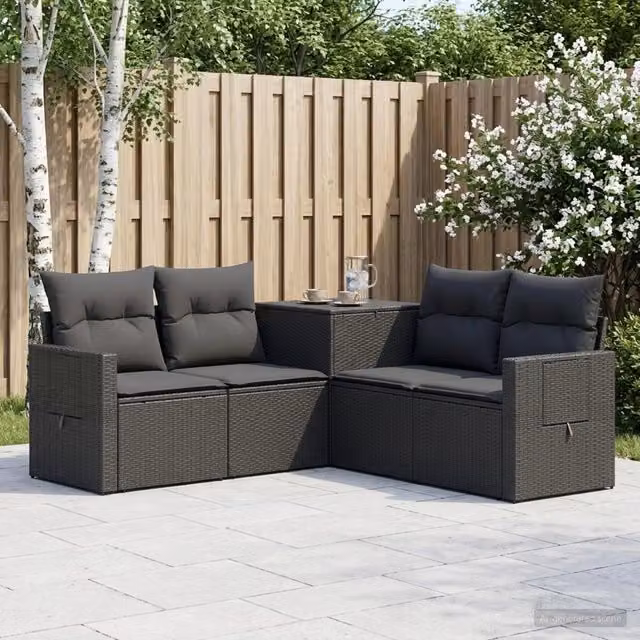 Set di divani 5 pz Nero 179 x 179 x 85 cm 3447868