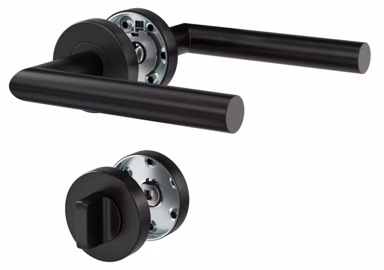 Set di pomelli per WC, colore nero, per bagno