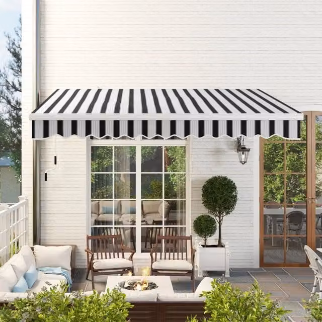 Tenda da sole a cassonetto manuale retrattile con manovella per finestre porte e terrazze in alluminio bianco