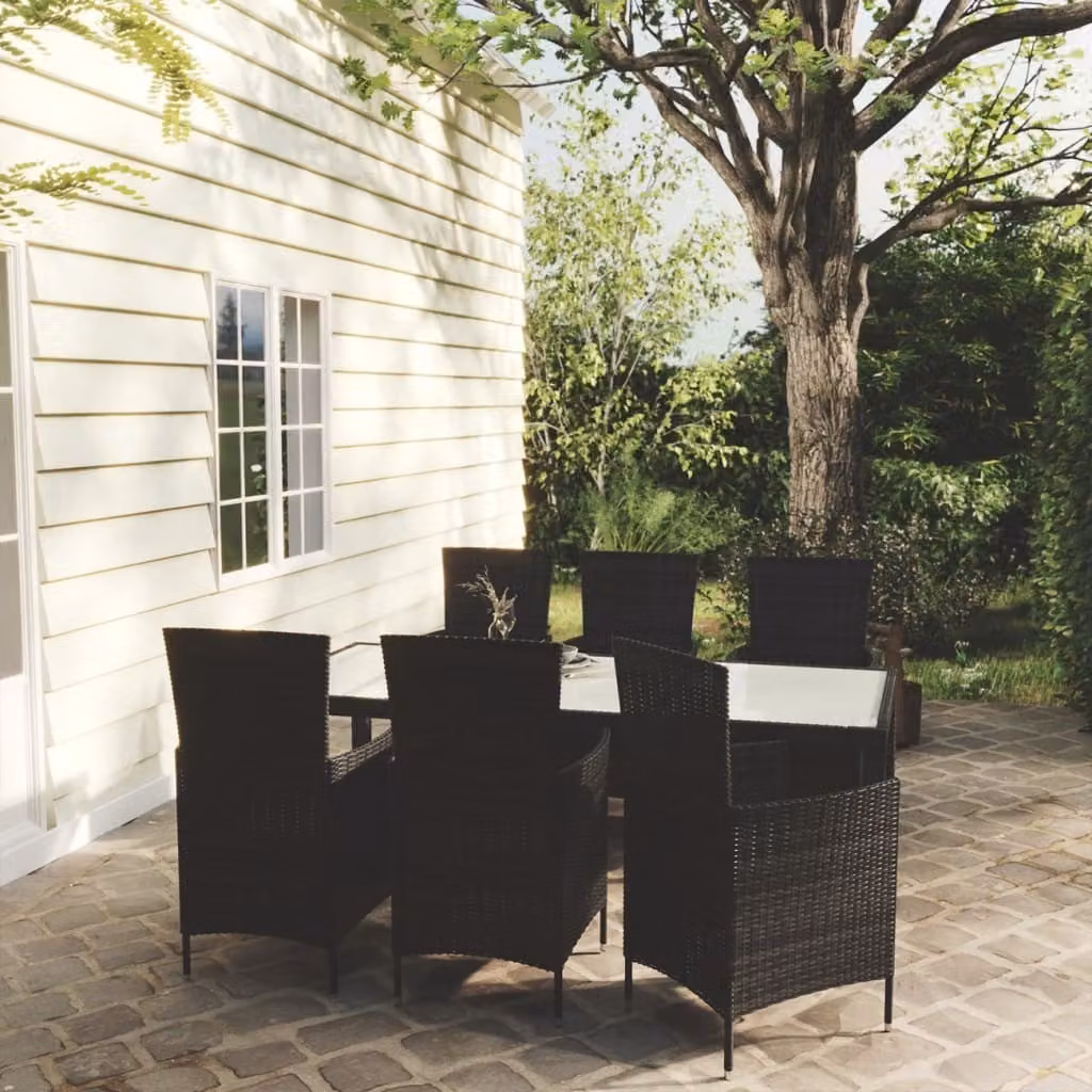 Maison Exclusive - Set da pranzo da giardino da 7 pezzi con cuscini in rattan sintetico nero