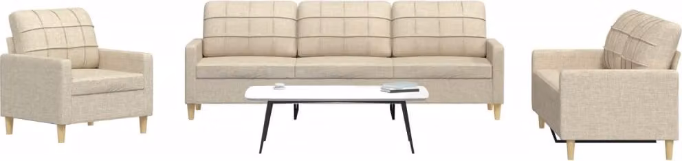Maison Exclusive - Set divano 3 pezzi in tessuto color crema